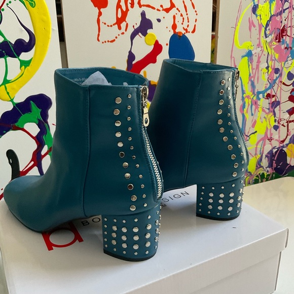 Boston Design Studio Blue Studded Booties Size 10 - Picture 4 of 5
